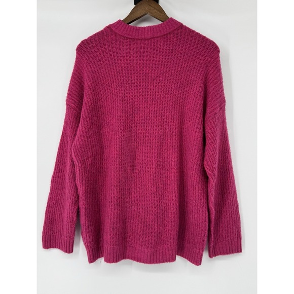 American Eagle Outfitters Knit Sweater S Hot Pink Fuzzy Soft Oversized Lagenlook - Picture 8 of 9